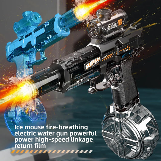 Cross-border Explosions Fire Small Ice Mouse Plastic Electric Water Gun for Children's Continuous Linkage Bore Pulse Bare