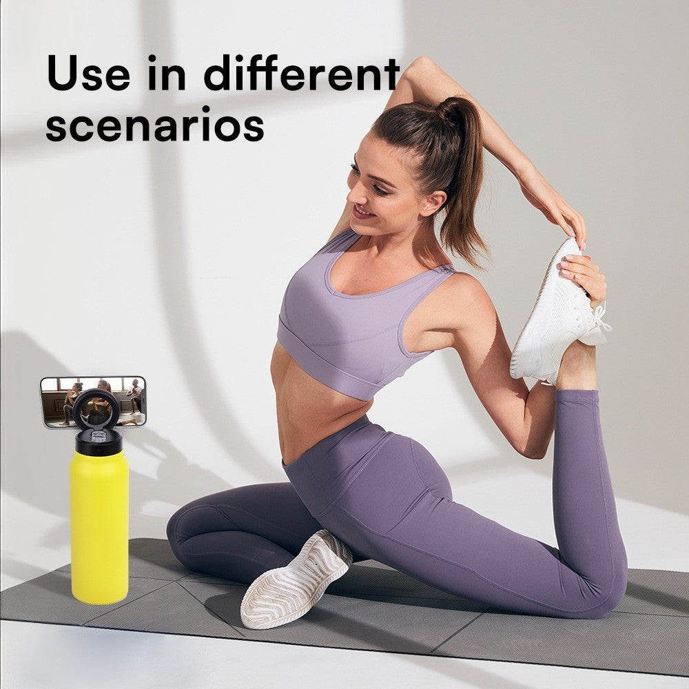 24oz Magnetic Phone Holder Vacuum Insulated Stainless Steel Sport Flask 700ml Hot/Cold Water Bottle