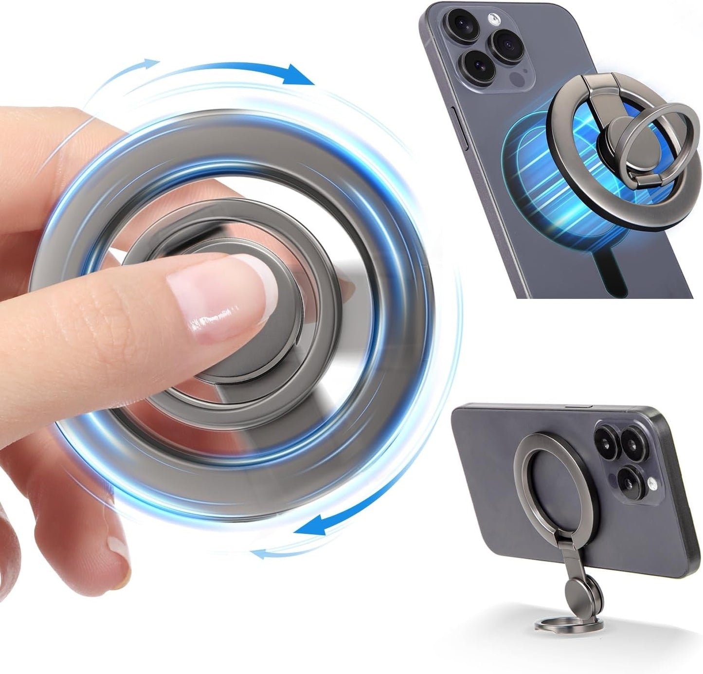 Adjustable Metal Magnetic Ring Holder Flexible Custom Innovative Phone Finger Grip Stand Fidget Spinner