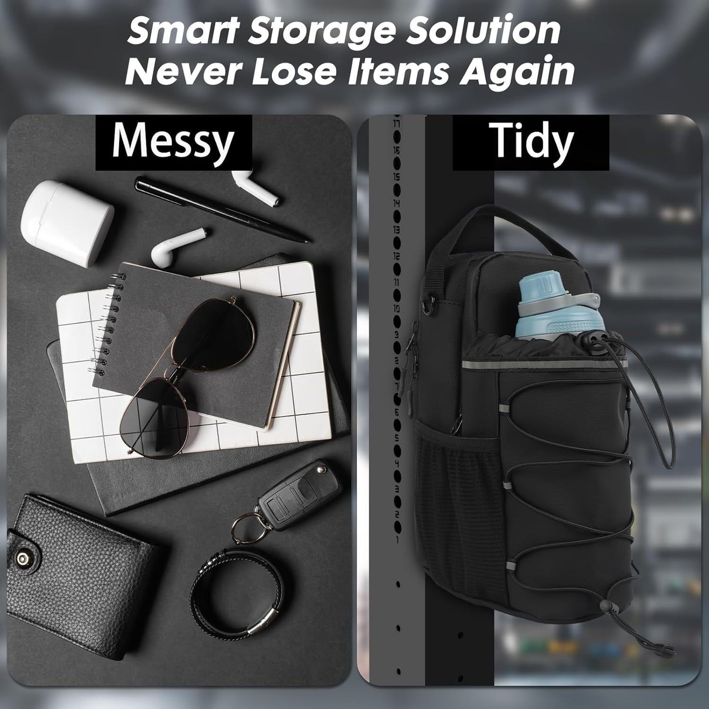 Multifunctional Magnetic Gym Bag with Water Bottle Carrier and Mobile Phone Storage Convenient Shoulder Holder for Other Sports
